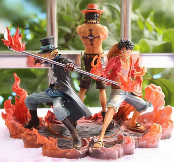 set /& Ace /& Sabo 3 Brother PVC Action Figure Anime One Piece Luffy 15cm 3 pcs