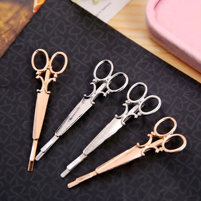 1pc Mini Gold Scissors Hair Clip Women S Fashion Pins 1pc Mini Gold Scissors Hair Clip Women S Fashion Pins Barrettes Headdress Vintage Simple Head