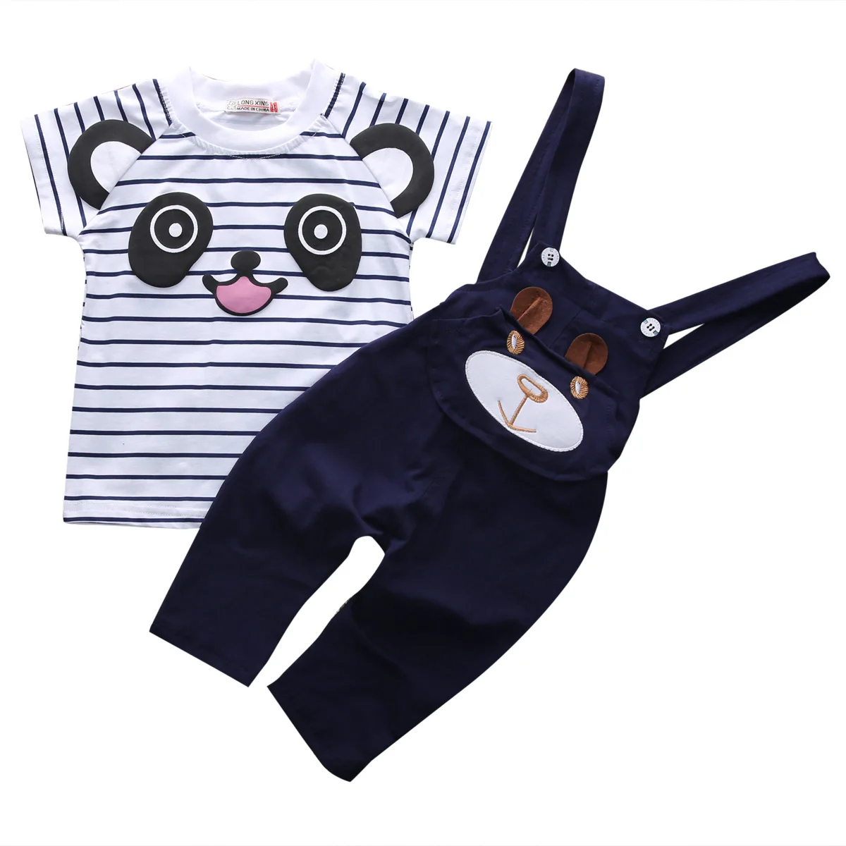 

2PCS Set Newborn Infant Toddler Baby Boys Girls Casual Cute Clothes Bear T shirt Tops Bib Pants Outfits