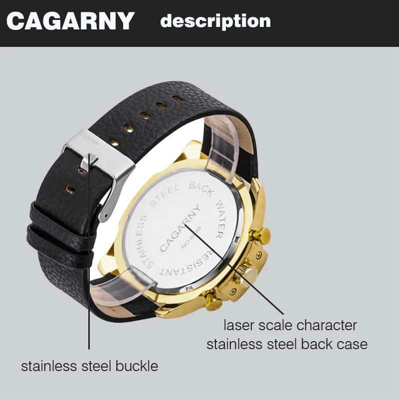 cagarny dz style quartz watch men golden mens watches (6)