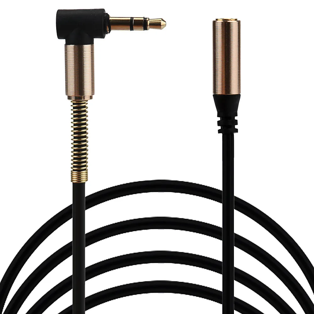 

malloom Black 100cm 3.5mm Jack Elbow Male to Male Stereo Headphone Car Aux Audio Extension Cable#h
