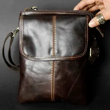 Мужская сумка из натуральной кожи Байкерский маленький кожаный кошелек поясная сумка WB754