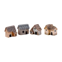 4PCS Miniature Gardening Landscape Micro Village Stone Houses Thumbnail House Thatched Huts For Garden Decor
