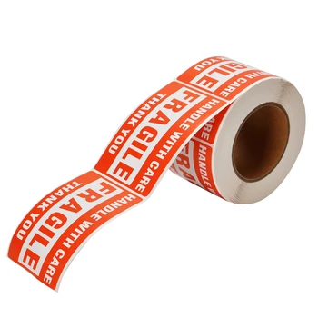 

500PCS FRAGILE HANDLE WITH CARE LABEL STICKER 76mm x 127mm Red Colour
