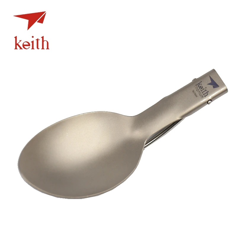 Mango alargado de titanio de 185mm cuchara plegable portátil para acampar al aire libre de viaje cubiertos de Picnic senderismo vajilla solo 22g