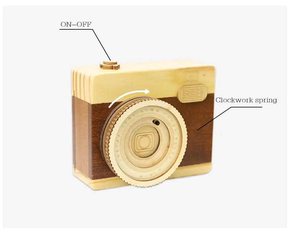 Wooden Clockwork Music Box Camera Module Christmas Ornaments Mechanism Castle In The SkySwan Lake Music Box Creative Gift Ideas (4)