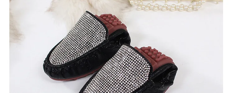 Spring Summer Flats Shoes Women Ballet Shoes For Women Casual Crystal Boat Shoes Slip On Soft Rhinestone Women Flats Plus Size