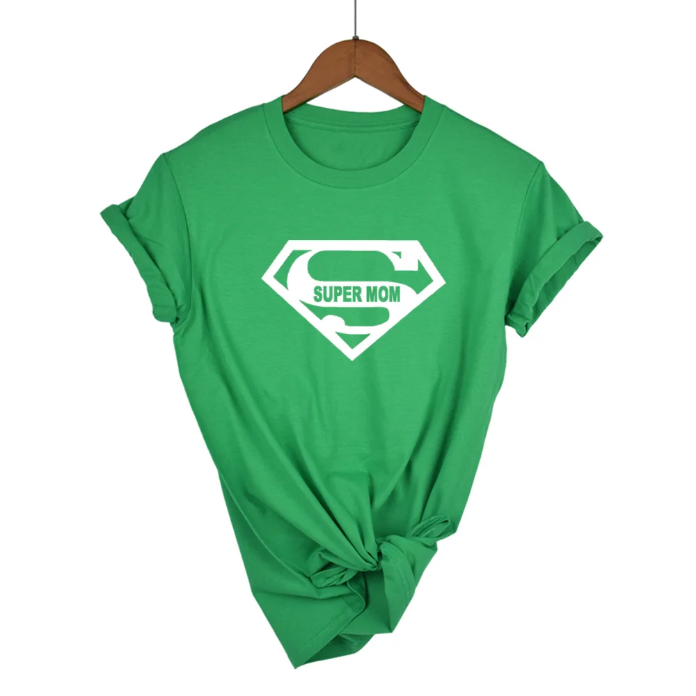 Хлопковая футболка для матери на День Женщины Harajuku Kawaii супер футболка "Мама" Досуг Удобная Мода Эстетическая Милая футболка - Цвет: Green-W