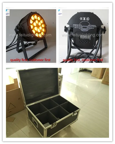 

6 lights+case outdoor 18x15 RGBWA 5in1 led par light stage flood building par can64 light