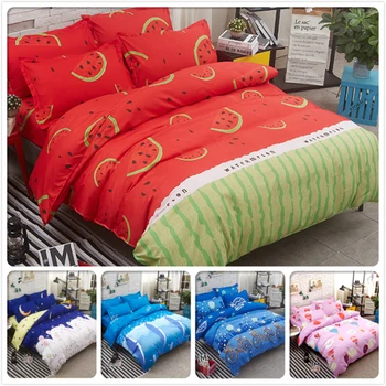

Watermelon Pink Big Size Duvet Cover 3/4 pcs Bedding Set Kids Couple Bed Linen Full King Queen Single Size 1.5m 1.8m 2m Bedlinen