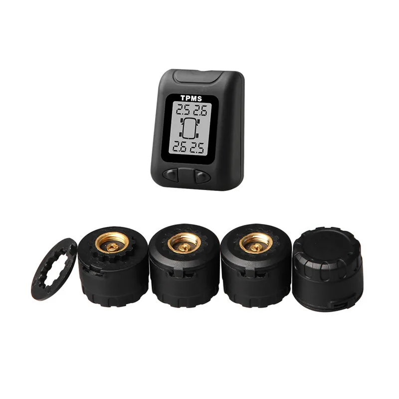 Profession TMPS Rechargeable Wireless Tire Pressure Monitoring System with 4 External Sensor Tyre Pressure Sensor Alarm Security