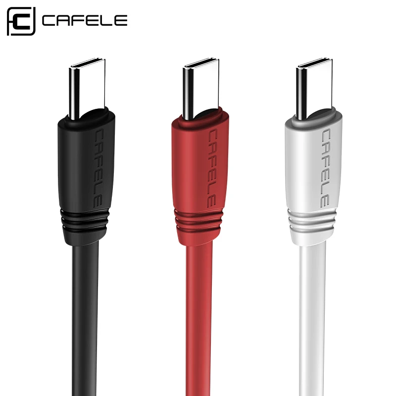 CAFELE плоский USB кабель type C зарядный телефонный кабель для samsung huawei Xiaomi Oneplus телефонный кабель type C порт USB зарядное устройство