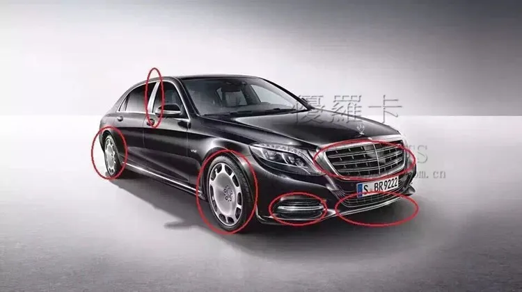  MB S-class W222 S350 S400 S450 S500 S600 fit for maybach S600 body kits  fron lip, cover, diffuser, emblem (5)