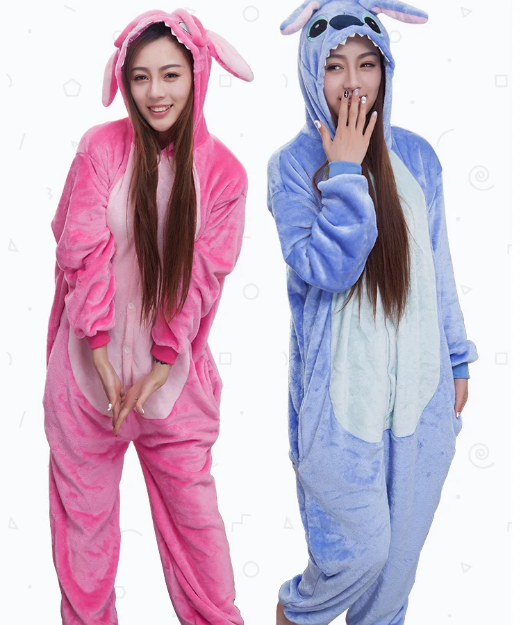 Riskant Mis rust Blue Stitch Onesie Costumes Primark Animal Pajamas One Piece Couples  Pajamas - AliExpress