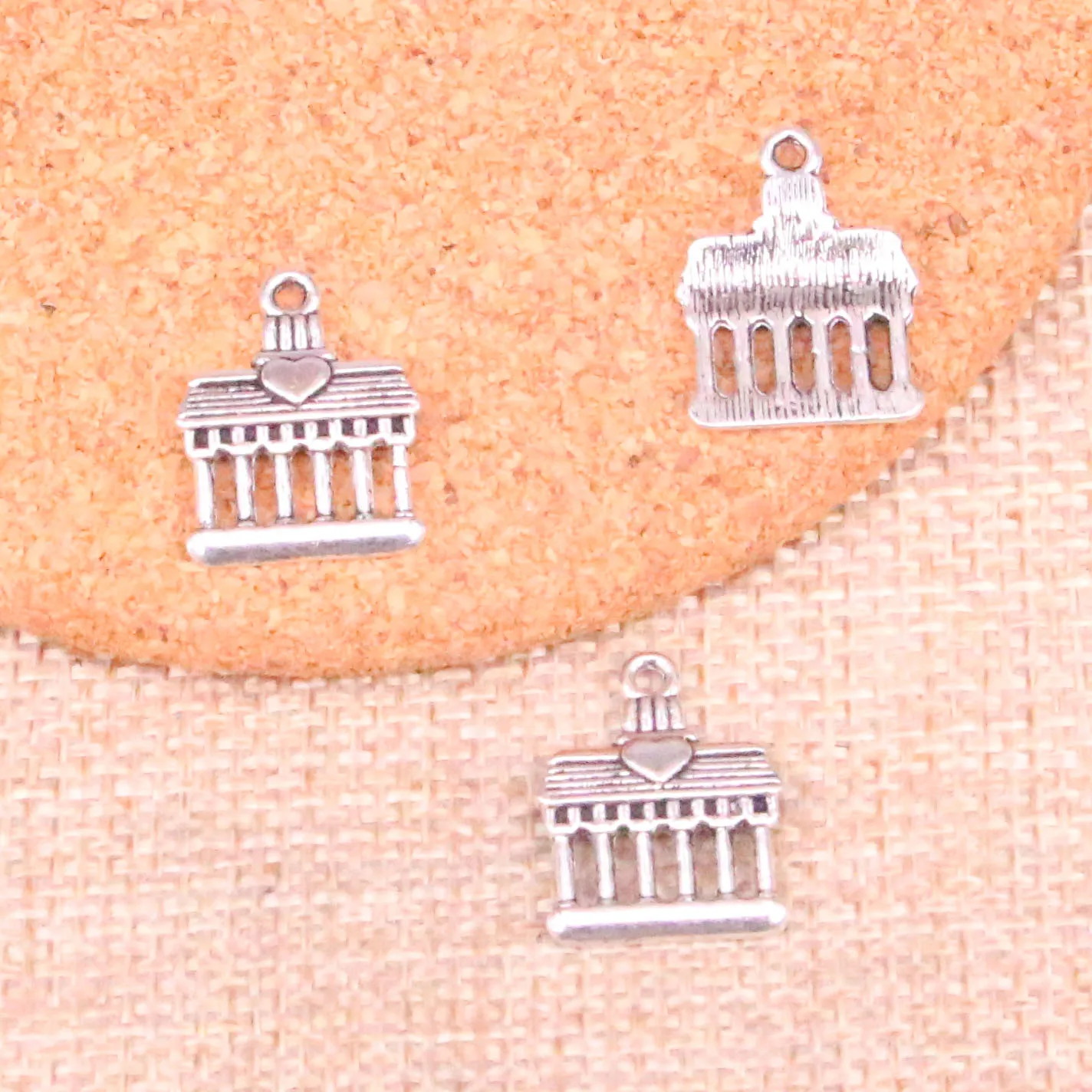 

30pcs Antique Silver Plated Greek temple Charms Pendants Fit Jewelry Making Findings Accessories 18*14mm