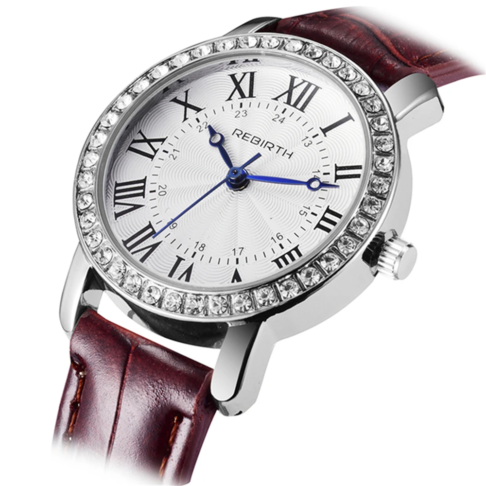 

Relogio feminino Women Watches REBIRTH Luxury Brand Girl Quartz Watch Casual Leather Ladies Dress Watch Women Clock Montre Femme