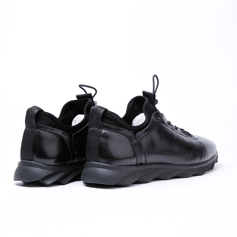 DESAI Brand Italian Designer Men Shoes Genuine Leather Men's Casual Trainers Shoes Elastic Band Shoes Black Sneakers Size 38-43