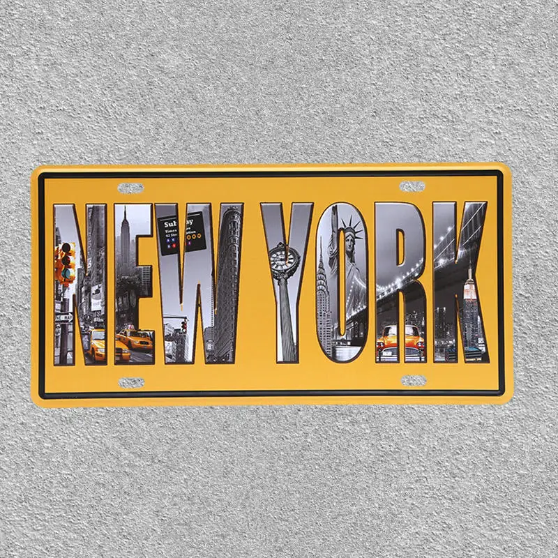 Американский винтажный домашний декор, жестяная вывеска из Нью-Йорка, автомобильная табличка из США, металлический номерной знак из Невады, номерная табличка из Орегона, Калифорнии, настенный арт-плакат с номером - Цвет: Коричневый
