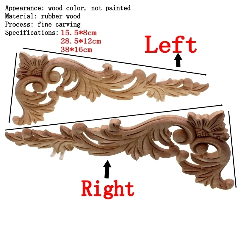Floral Wood Carved Corner Applique Furniture Cabinet Door Frame Wall Home Decoration Accessories ornament crafts,wooden figurine crafts,resin crafts,glass fruit pendants