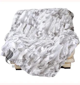 

CX-D-11C3 Custom Made Patchwork Rabbit Fur Rug Blankets ~ DROP SHIPPING