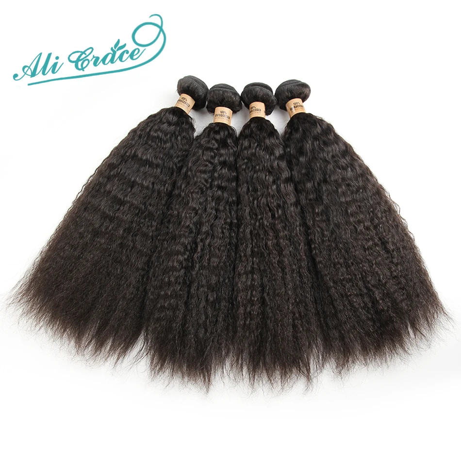 

8A Grade Brazilian Kinky Straight Hair Weave 4Bundles Unprocessed Ali Grace Hair Brazilian Virgin Hair Yaki Straight Human Hair