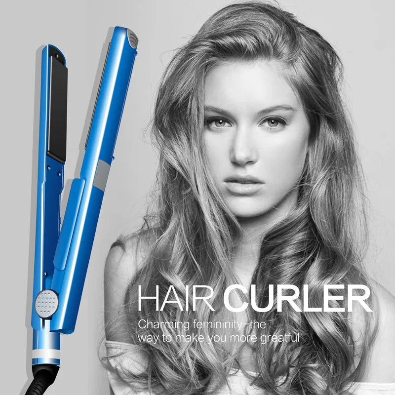 

Dual Voltage Hair Straightener Nano Titanium Flat iron Professional Straightener Tourmaline Ceramic Quick Heat Up Flat Iron