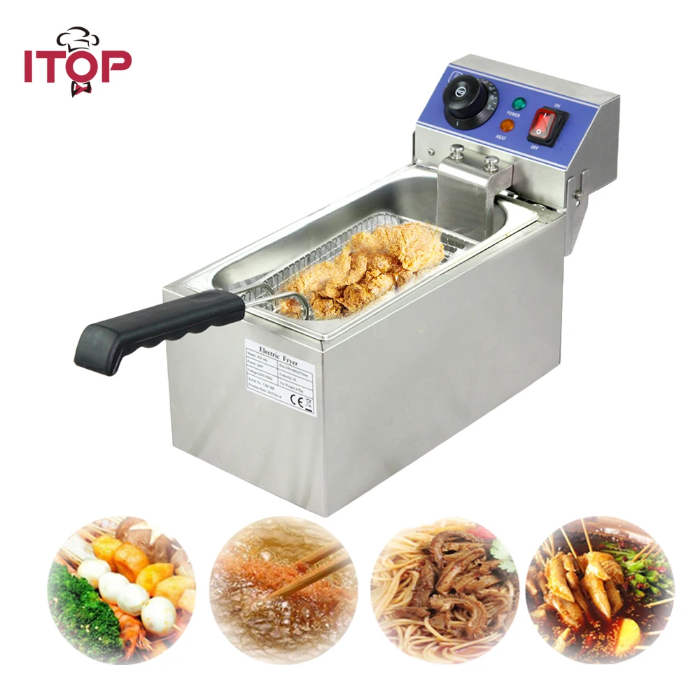 

Single tank Electric Fryer stainless steel deep fryer 6liters frying oven 220V oill saving