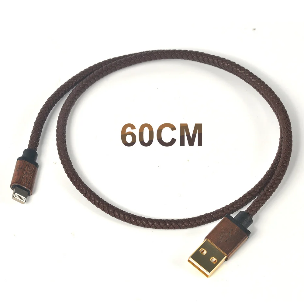 MFi Сертифицированный 60 см короткий USB Кожаный Плетеный зарядный кабель для iPhone XS