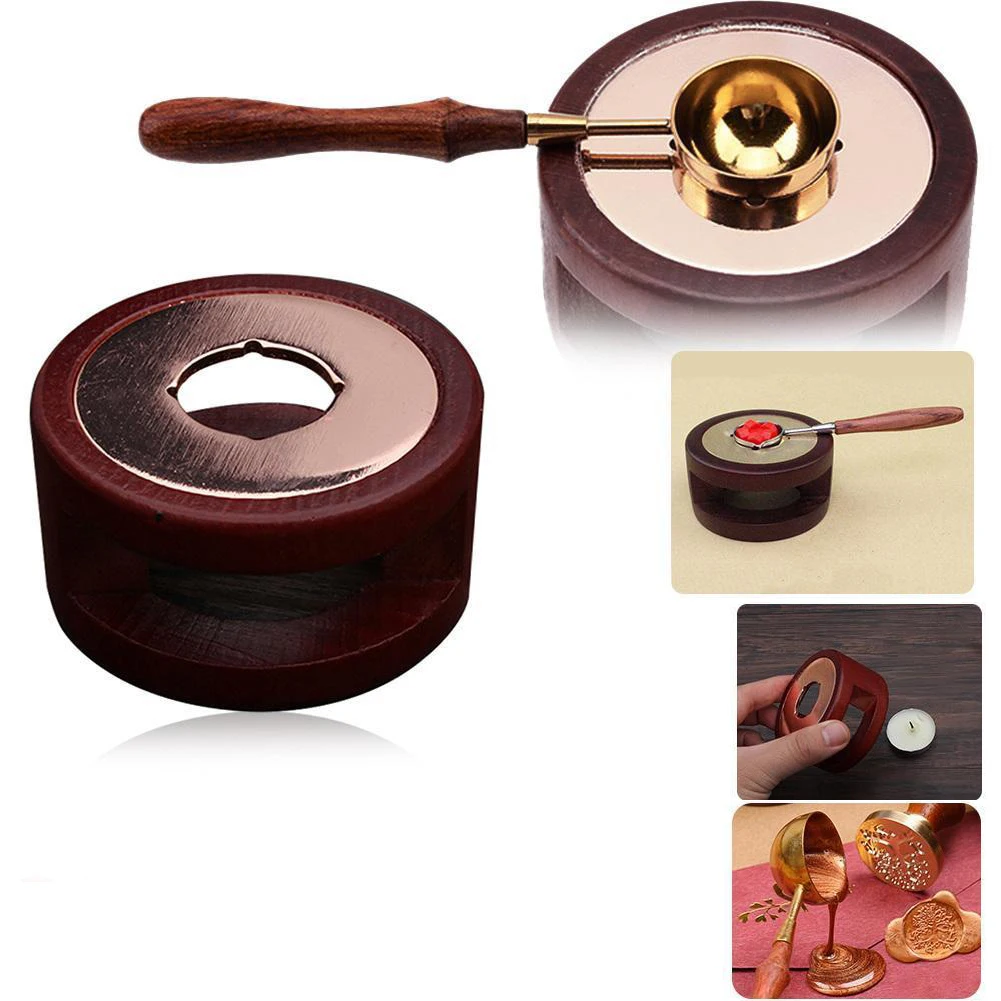 

Vintage Stamp Wax Seal Beads Sticks Warmer Wax Sticks Melting Glue Wooden Spoon Tool Stove Pot For Wax Seal Stamp Candle