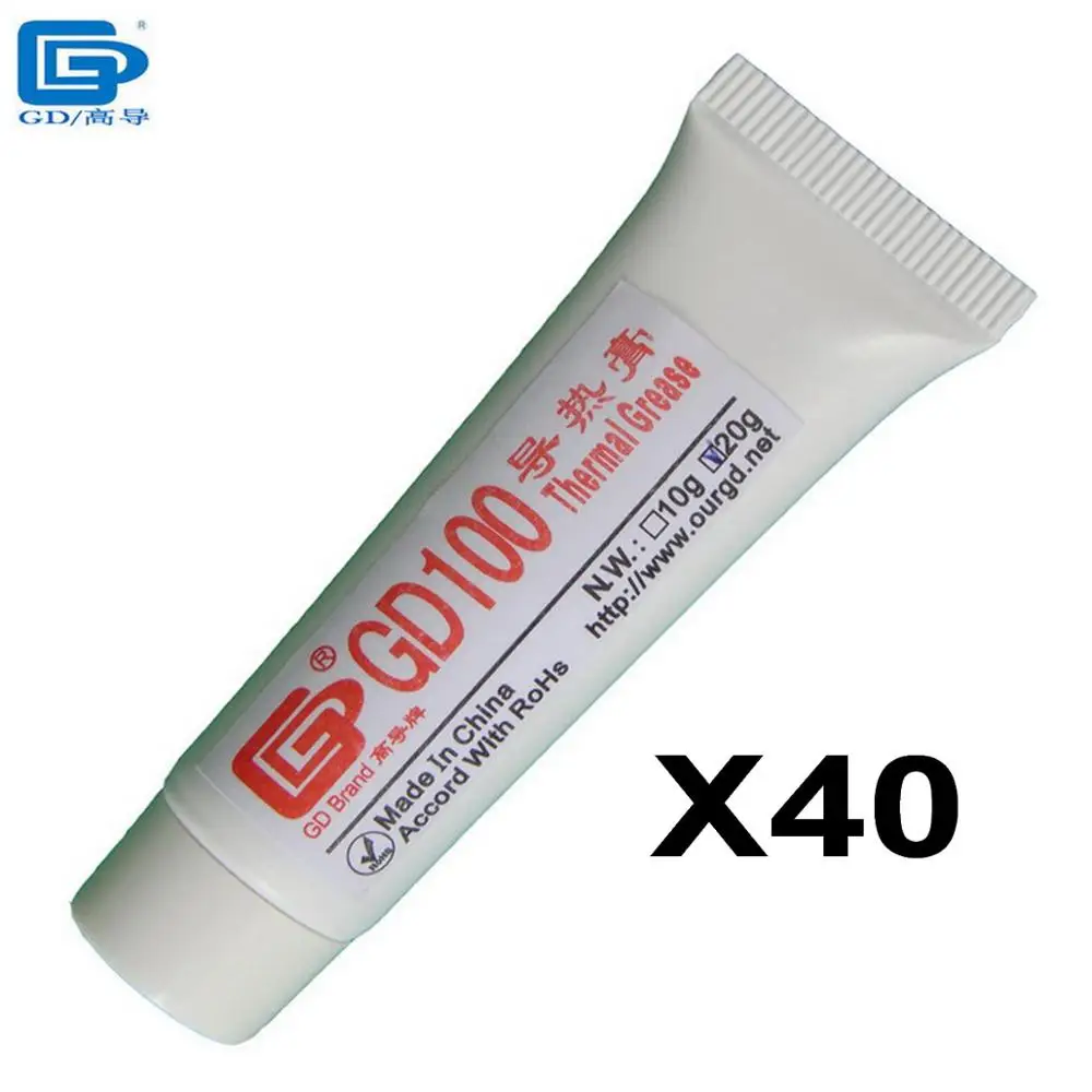 

GD Brand Thermal Conductive Grease Paste Silicone Compound GD100 Heat Sink Plaster Cold 40 Pieces Net Weight 20 Grams White ST20