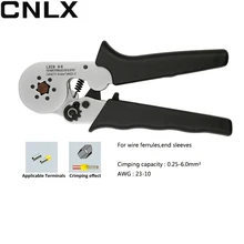 6-6 круглый нос саморегулируемый клеммный блок обжимные плоскогубцы 0,25-6 мм2 24-10AWG для проводов наконечники, торцевые рукава обжимные инструменты