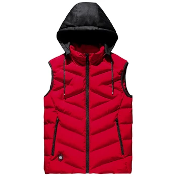 

Winter plus size men's vest L-7XL 8xl male loose Wind proof man red vest thick Down Outerwear & Coat with Hooded black jacket
