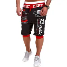 Мужские шорты с буквенным принтом, эластичные штаны для фитнеса, летние повседневные штаны длиной до колен, новинка, модная мужская хлопковая свободная одежда, M-2XL