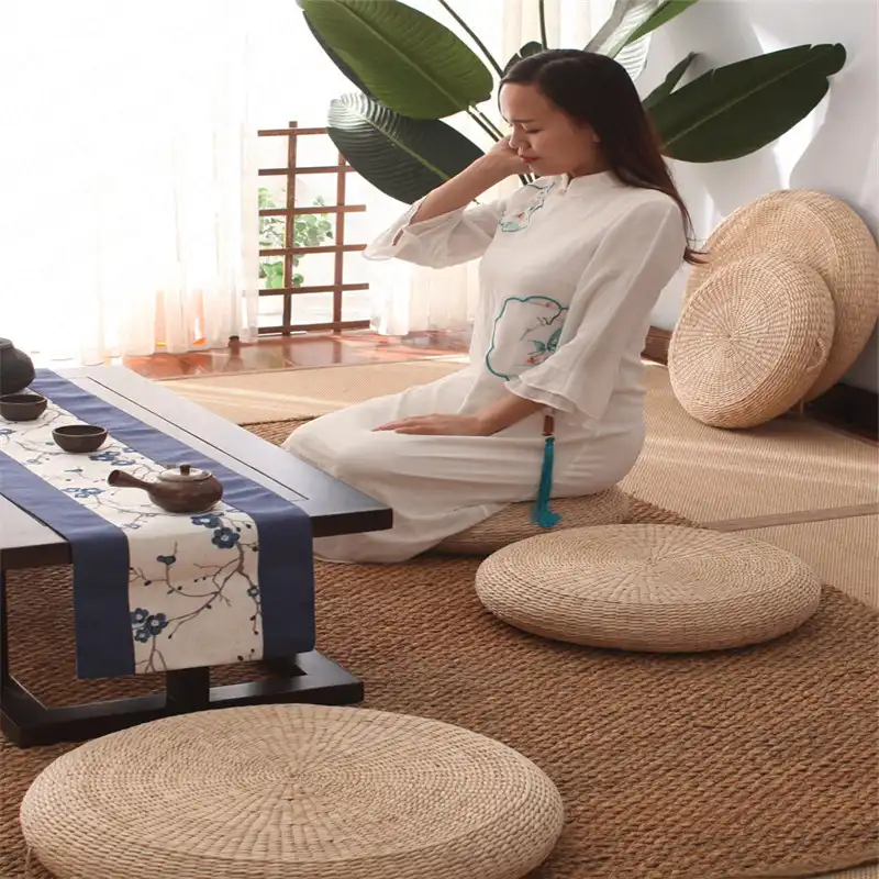 Ound Straw Bench Stool Thickening Meditation Buddha Sitting