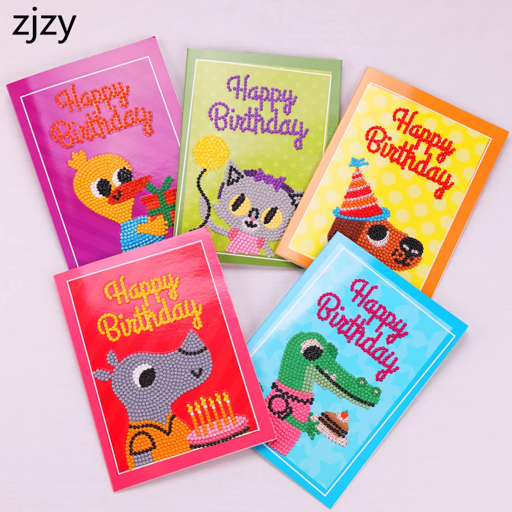  5D Diy Diamond Painting Cards Diamond Painting Birthday Card Diamond Embroidery Invitation Cards Di - 33017435331