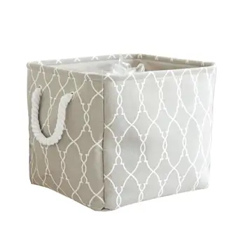 

Grey Cotton Rope Laundry Storage Basket Portable Desktop Sundries Finishing Case Large Size Dirty Clothes Organizer With Handle