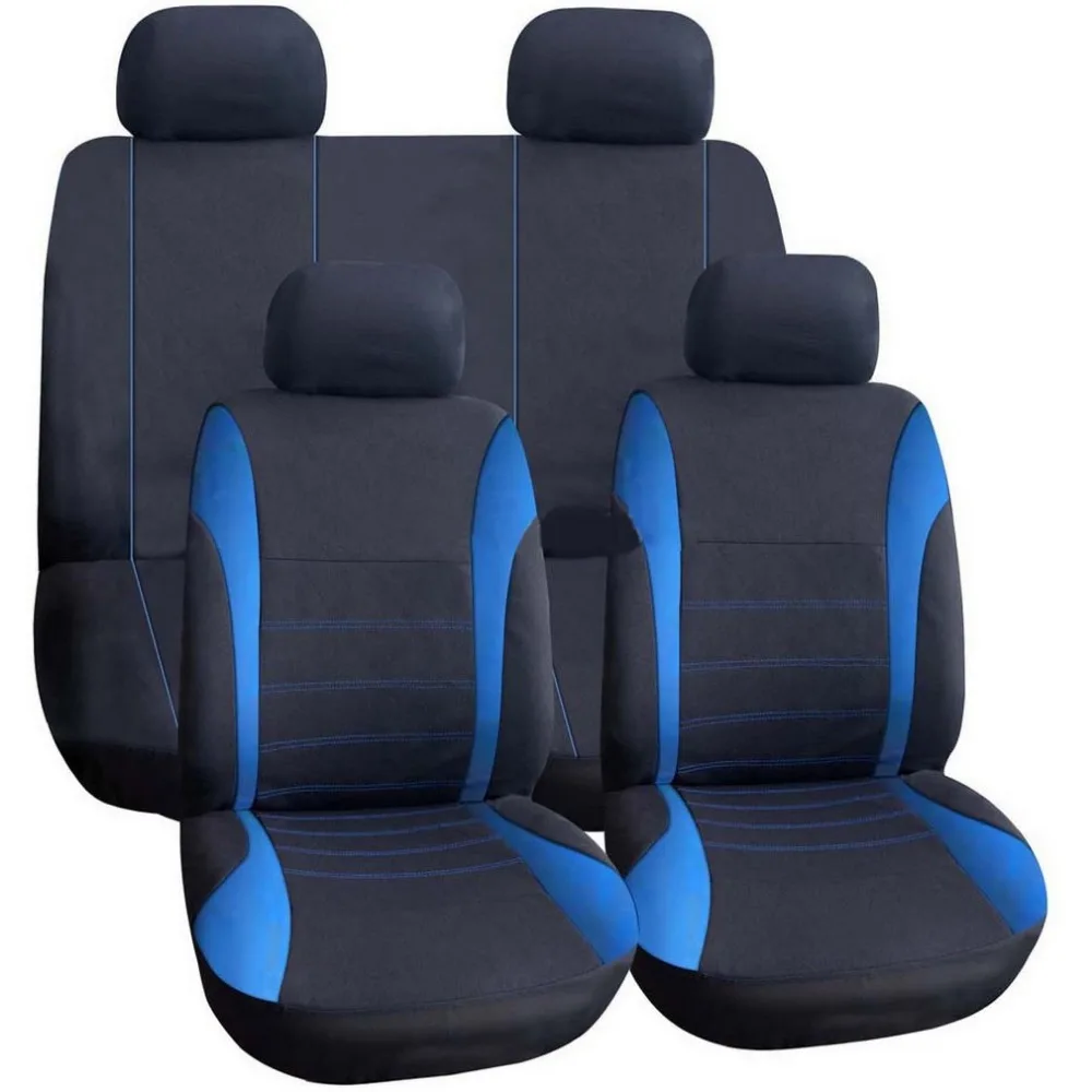 T21622a Универсальный Новый черный/синий автомобиль сиденья комплект 9 шт. Чехлы для седанов кроссоверов внедорожник