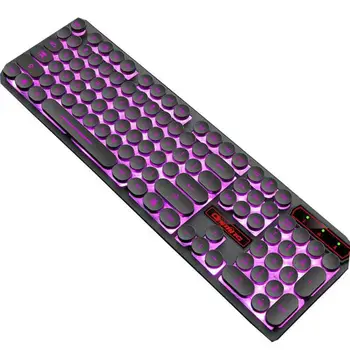 

HIPERDEAL V8 Retro Punk USB Wired Backlit Gaming Desktop Keyboard 104 Key Round Keycap 18Jul18 F