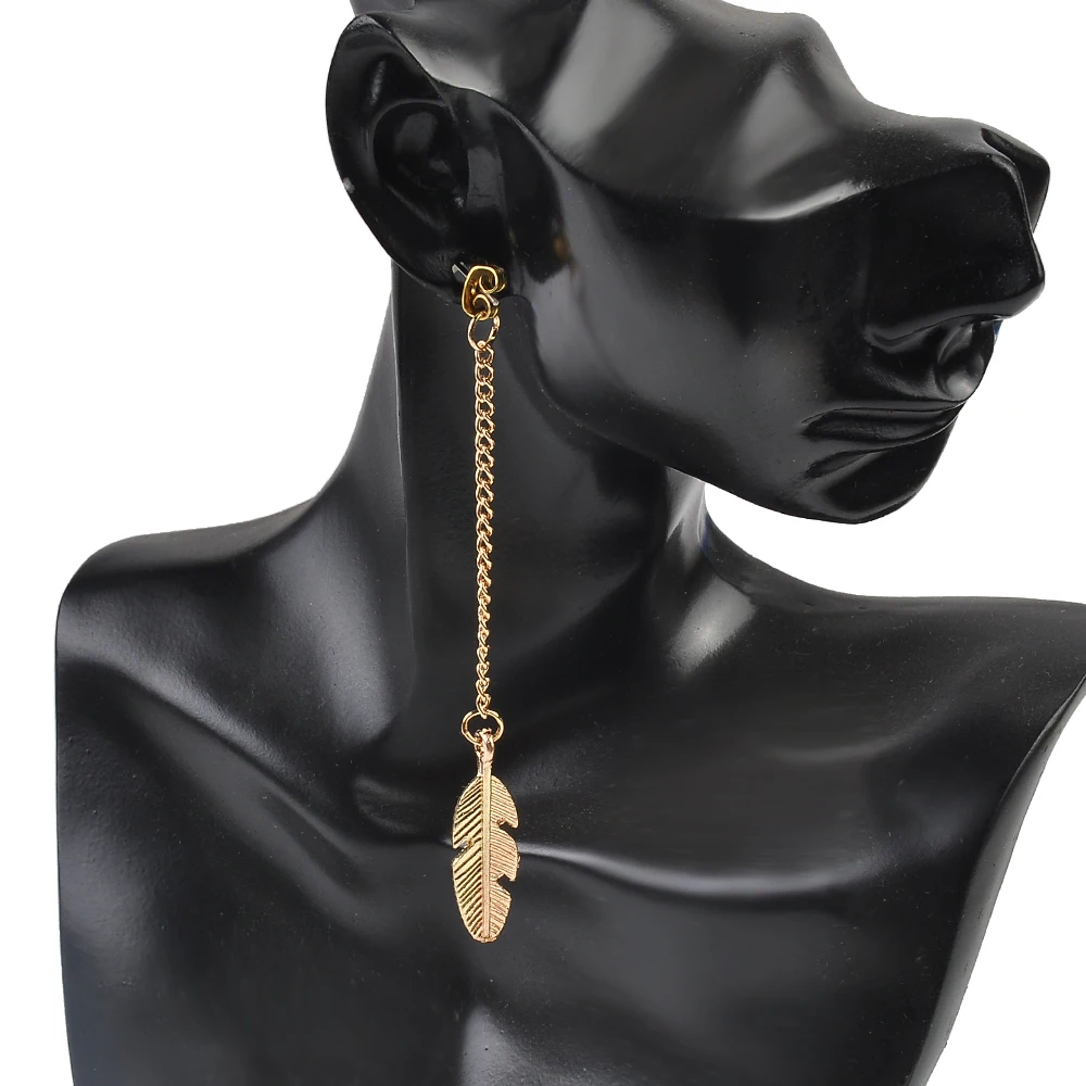 

Trendy Fashion Statement Earrings Simulated Pearls Long Tassel Leaf Feather Dangle Drop Earrings Jewelry