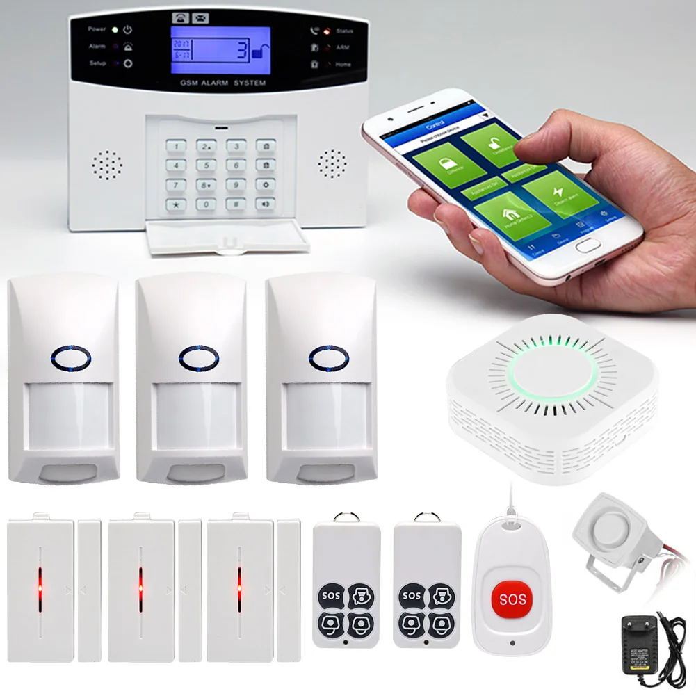 

Wireless Home Security GSM Alarm System Intercom Remote Control Autodial Siren Sensor Kit SL@88