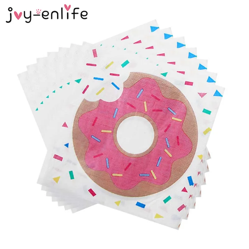 

JOY-ENLIFE 20pcs Wedding Decoration Donut Party Theme Disposable Tableware Napkin Paper Baby Shower 1st Birthday Party Supplies