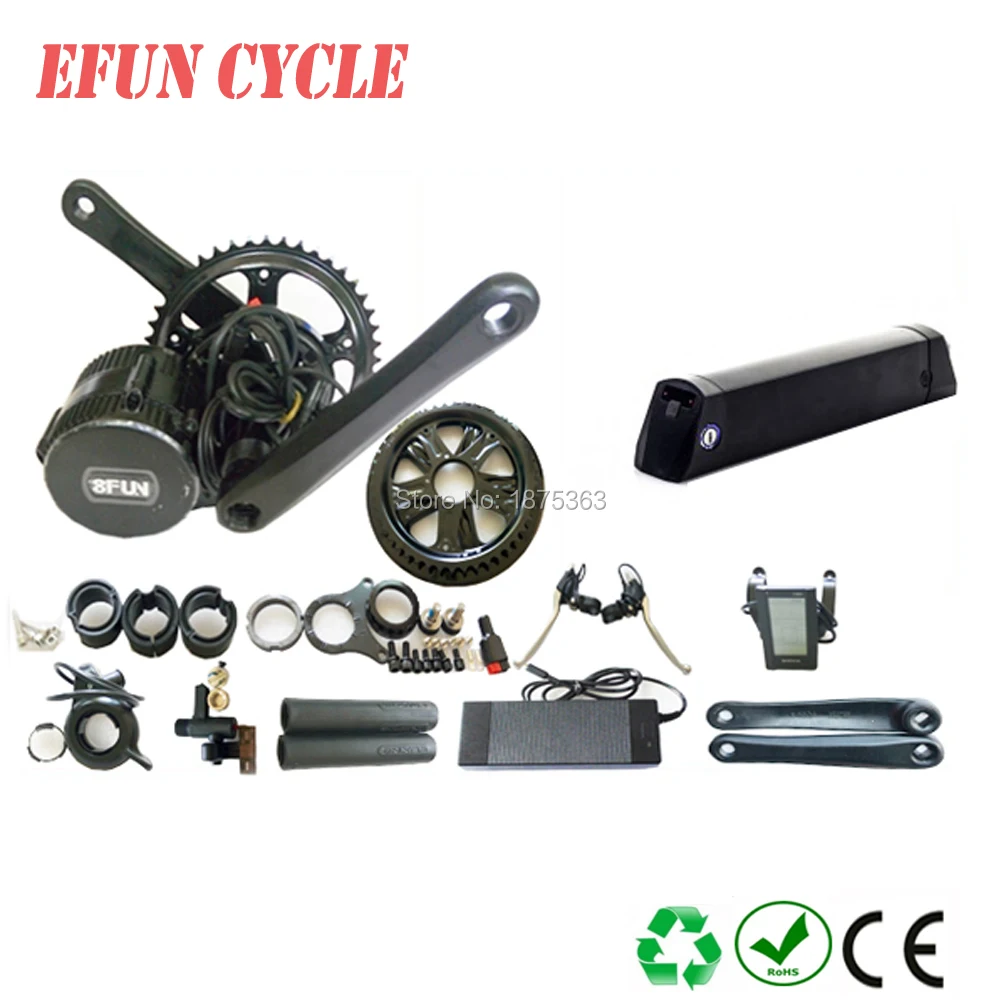 

Free shipping 2017 Bafang BBS02B 36V 500W mid drive motor kits with 36V 13Ah thunder type down tube battery for fat tire bike