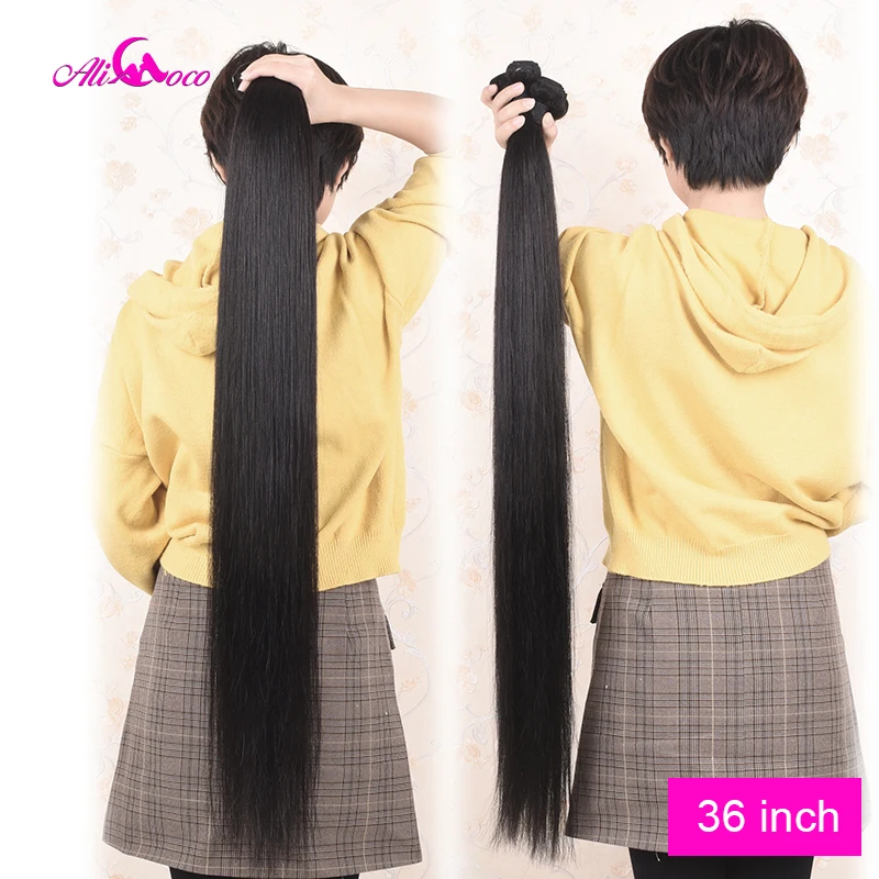 Ali Coco 28 30 40 Inch Human Hair Bundles With 6x6 Lace Closure Brazilian Hair Weave Bundles With 5x5 Closure Remy Hair Closure