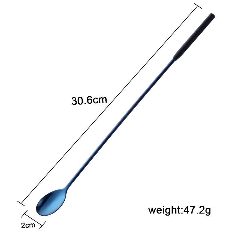 7 шт. 12 дюймов 304 Нержавеющая сталь японская Коктейльная ложка для смешивания черный узор бар ложка для перемешивания коктейлей для шейкера медь золото Бар Инструмент - Цвет: Blue