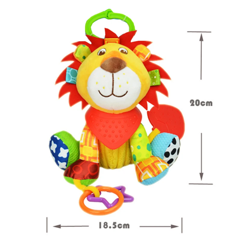 Animal Baby Bell Hand Grasp Educational Toys Infant Rattle Bell Mobility on The Crib Bed Hanging Plush Teether Dolls Infant Toys