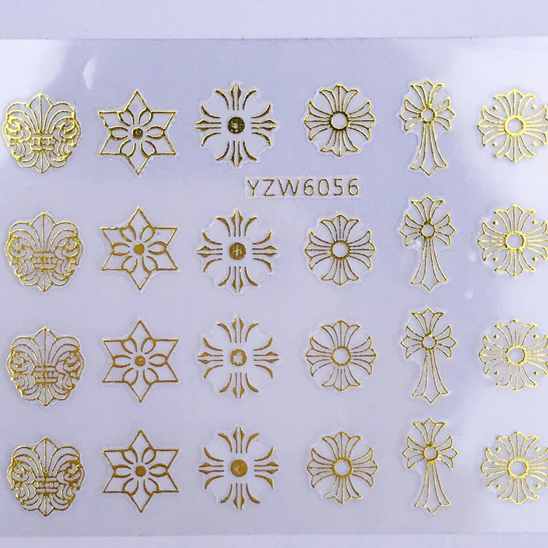 10 шт 3D Золотые Platingr перо цветок наклейки на ногти бабочки Дизайн Наклейка для ногтей украшения ногтей маникюр YZW6008-YZW6072