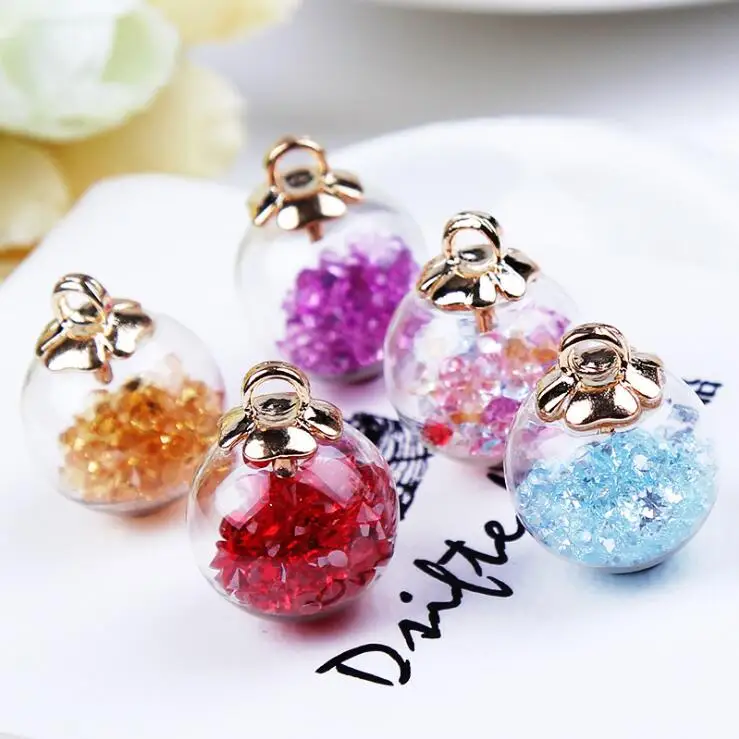 

10pcs/pack 17mm Crystal With Flower Glass Ball Charms Pendant fit Bracelet Necklace Hair Jewelry Accessories DIY Craft