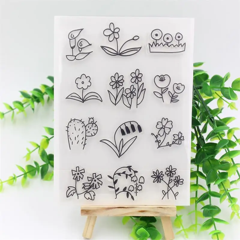 

Little Flowers Transparent Clear Silicone Stamp/Seal for DIY scrapbooking/photo album Decorative clear stamp sheets