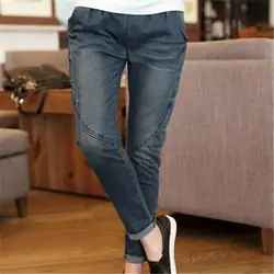 Высокое качество классические Стиль Прямые джинсы Для женщин середины талии Джинсы для женщин женские эластичные Плюс Размеры джинсовые