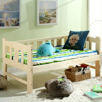 

Simple Fashion Soft High Quality Children Bed Solid Wood Lengthen Widen Baby Crib Modern Baby Single Bed Combine Big Bed Crib